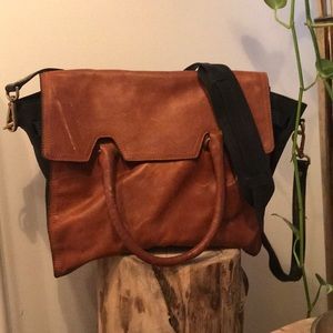madewell brown and black leather crossbody purse